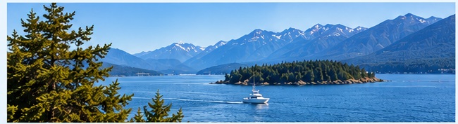 West Coast mountains and water